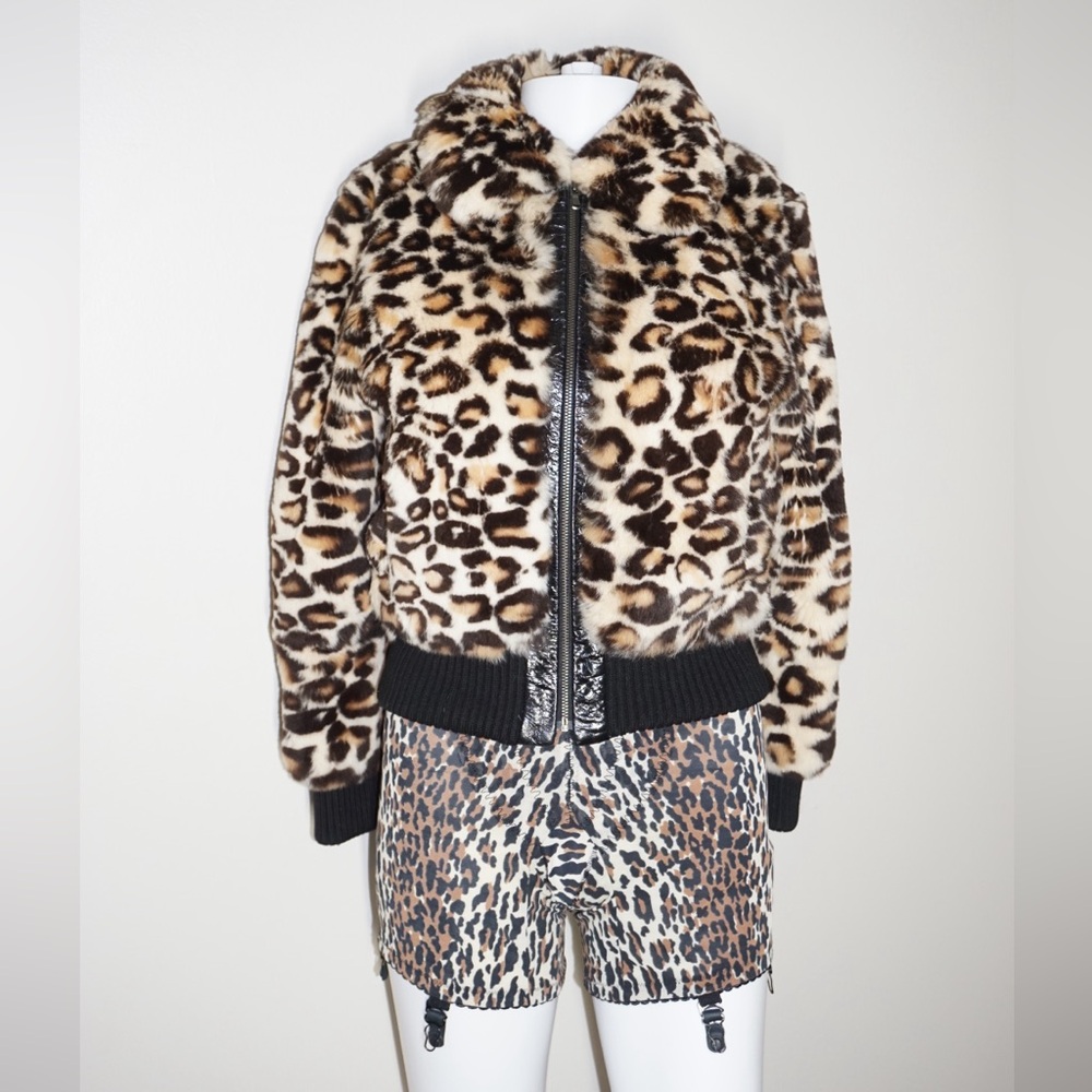 LEOPARD PRINT REAL FUR Y2K JACKET W VINYL BY MARC BY MARC JACOBS